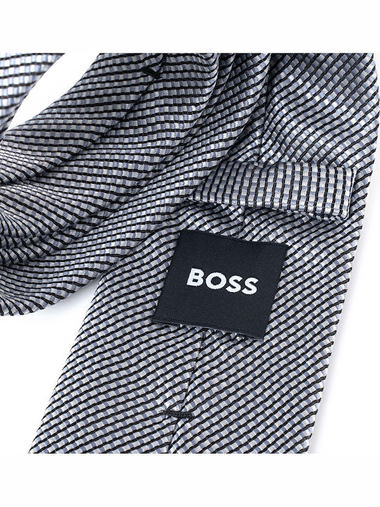 Boss Silk Men's Tie Printed Silver