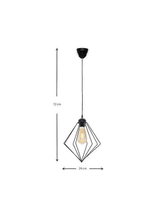Megapap Nura Κρεμαστό Φωτιστικό Μαύρο με Ντουί E27 24x24x72εκ.