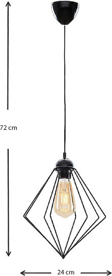 Megapap Nura Pendant Light Black with Socket E27 24x24x72cm