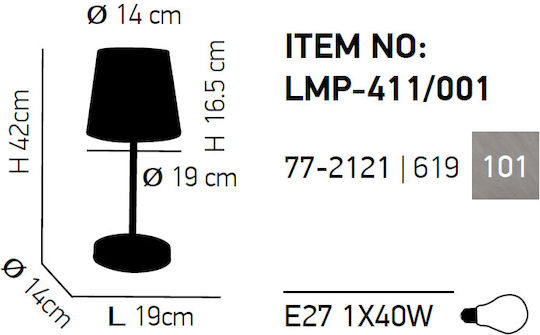 Home Lighting Metal Table Lamp for Socket E27 with White Shade and Silver Base