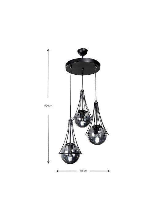 Megapap Jahanvi Κρεμαστό Φωτιστικό Μαύρο με Ντουί E27 40x40x90εκ.