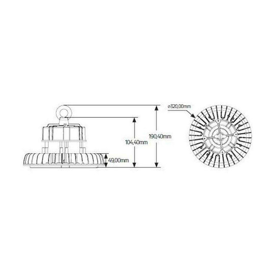 Geyer Commercial Bell Light 240W Cool White 31200lm with Built-in LED Black