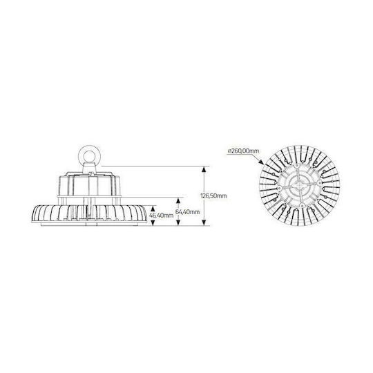 Geyer Commercial Bell Light 100W Natural White 13000lm with Built-in LED Black