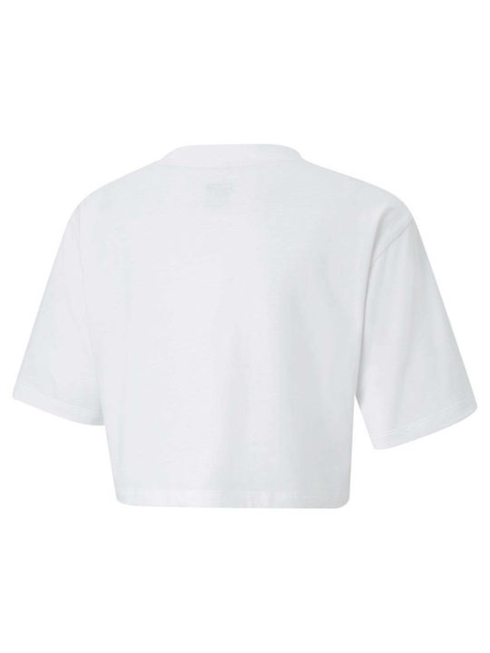 Puma Kids Crop Top Short Sleeve White