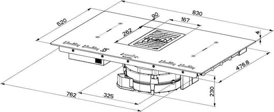 Faber Galileo BK Glass A830 Plită cu Inducție Autonom cu Hota 83x52εκ.