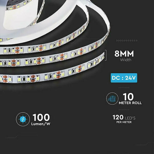 V-TAC Ταινία LED 24V Φυσικό Λευκό Φως 10m Τύπου SMD2835