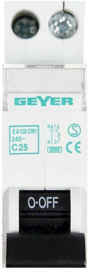 Geyer 1-Pole Automatic Circuit Breaker 25A EA125CN1