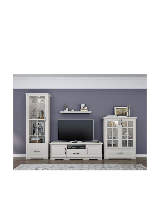 TV Stand Toscana from Solid Wood White L159xW55xH51cm