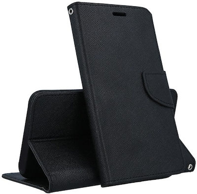 Fancy Synthetic Leather Wallet Black (Redmi Note 9)