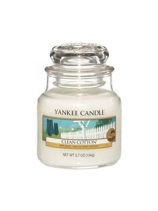 Yankee Candle Duftkerze Gefäß mit Duft Saubere Baumwolle Weiß 104gr 1Stück