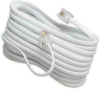 Eurolamp Flat Telephone Cable RJ11 6P4C 10m White (147-10074)