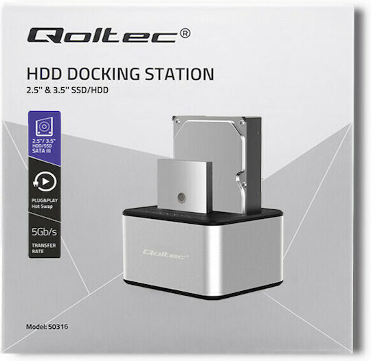Qoltec 5316 Docking Station for 2 Hard Drives SATA 2.5" / 3.5" with Connection USB 3.0 (50316)