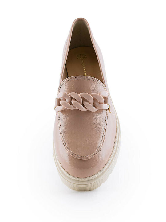 Patent Leather Women's Moccasins in Pink Color