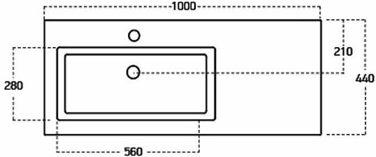 Drop Luxus 100 Πάγκος με Νιπτήρα & Καθρέπτη Μ100xΒ44xΥ16cm Λευκός