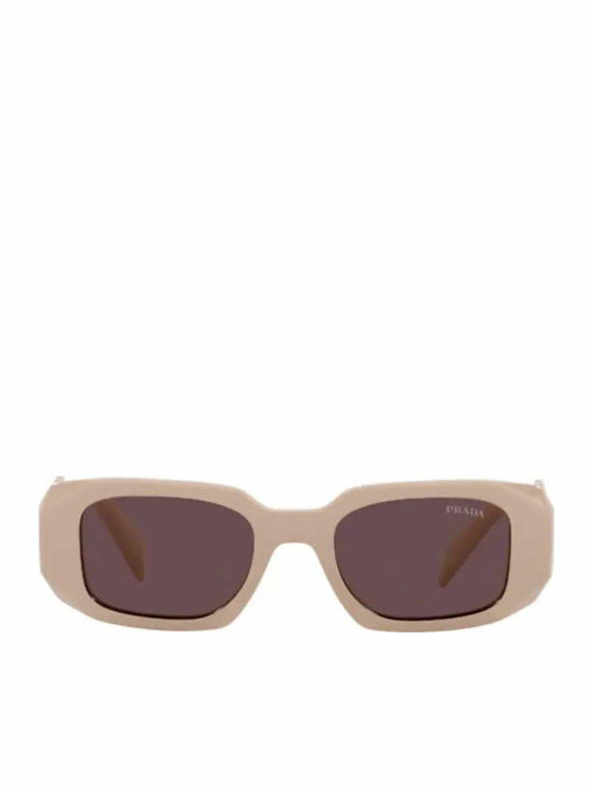 Prada Women's Sunglasses with Beige Plastic Frame and Purple Lens PR17WS VYJ6X1