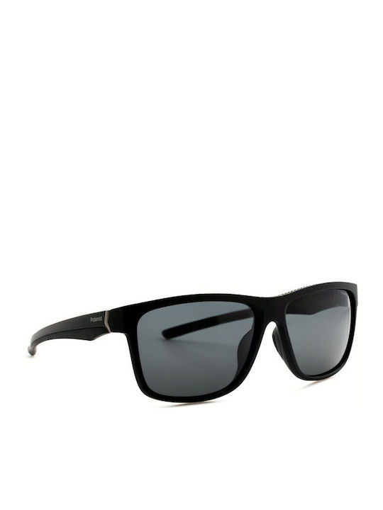 Polaroid Men's Sunglasses with Black Horn-Rimmed Frame and Grey Polarized Lens PLD7014/S 807/M9