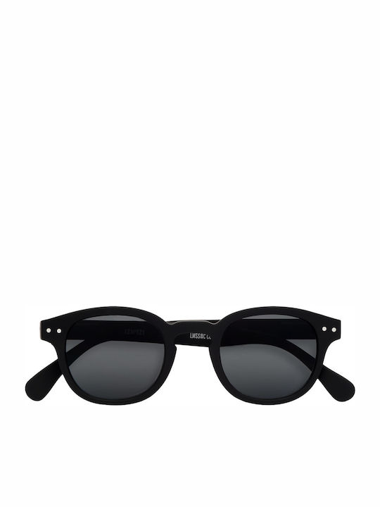 Izipizi C Unisex Sunglasses with Black Horn-Rimmed Frame and Black Lens