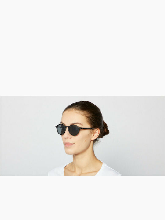 Izipizi Unisex Γυαλιά Ηλίου με Μαύρο Κοκκάλινο Σκελετό και Μαύρο Φακό