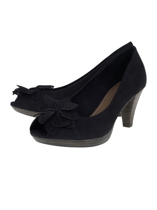 Marco Tozzi Suede Black Heels