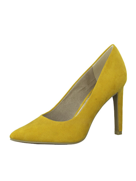 Marco Tozzi Suede Pointed Toe Stiletto Yellow High Heels