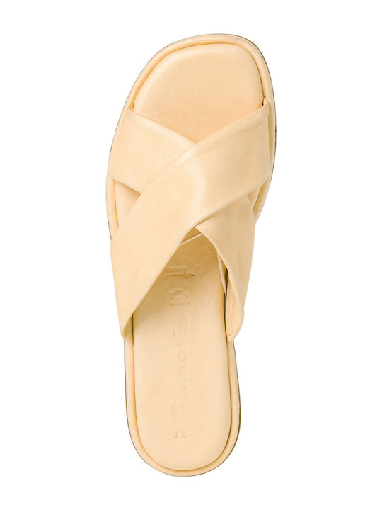 Leather Women's Flat Sandals Soft Lemon