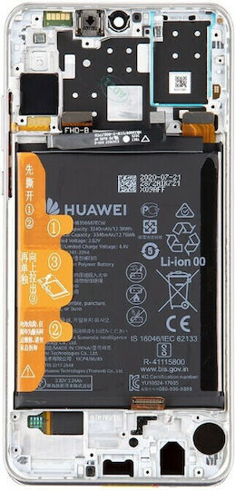 Huawei Screen with Touch Mechanism and Frame for Huawei P30 Lite New Edition (White)