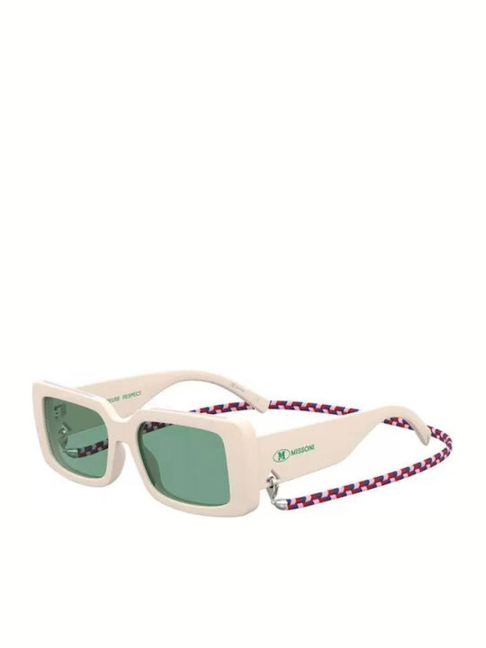 Missoni Women's Sunglasses with White Plastic Frame and Green Lens MMI 0087/S SZJ/QT