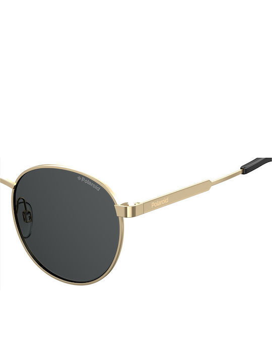 Polaroid Unisex Sonnenbrille mit Gold Metall Gestell und Schwarz Polarisiert Linse PLD2053/S 2F7/M9