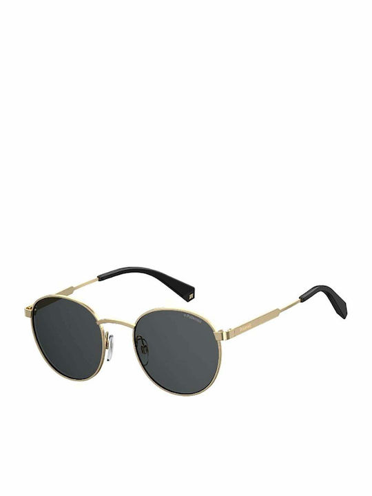 Polaroid Unisex Sonnenbrille mit Gold Metall Gestell und Schwarz Polarisiert Linse PLD2053/S 2F7/M9