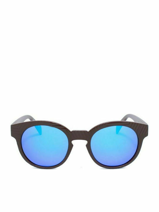 Italia Independent Men's Sunglasses with Brown Plastic Frame and Blue Mirror Lens 0909T3D.ZGZ.022