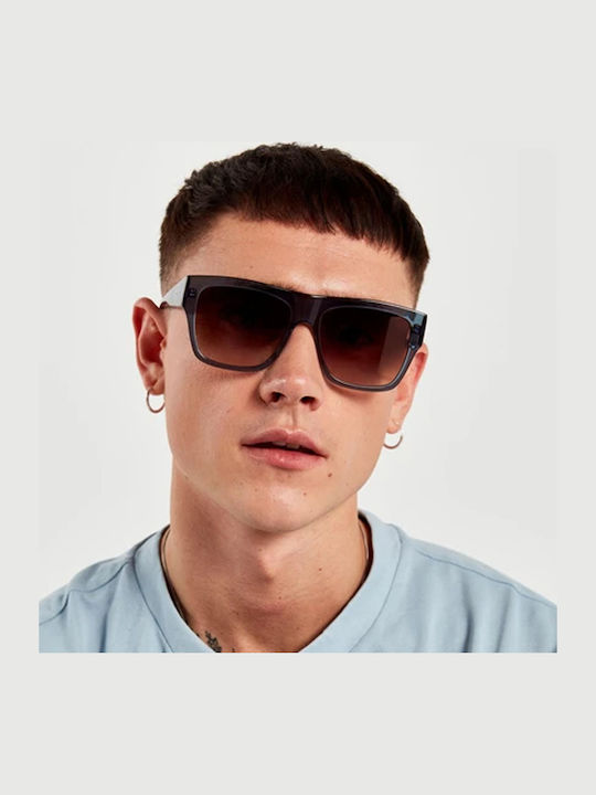 Hawkers Doumu Unisex Sunglasses with Blue Plastic Frame and Brown Gradient Lens HDOU20LWX0