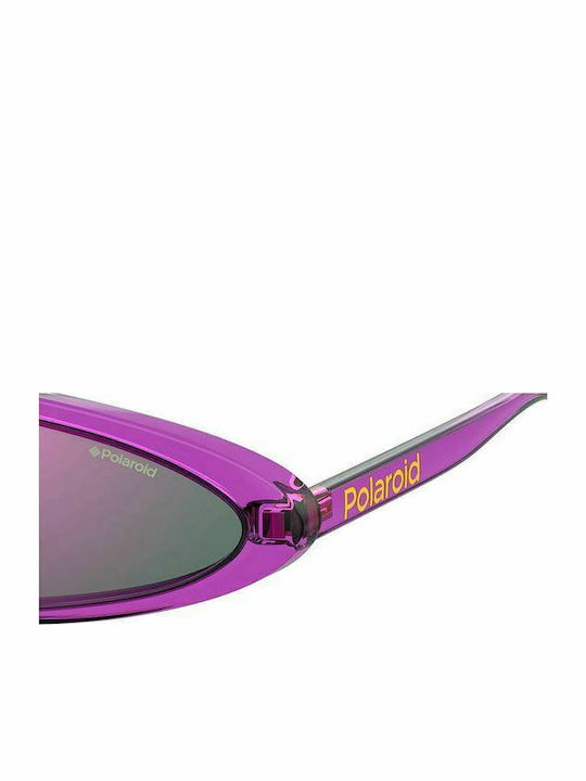 Polaroid Women's Sunglasses with Purple Horn-Rimmed Frame and Purple Polarized Mirror Lens PLD6074/S B3VAI