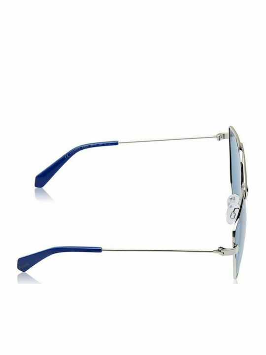 Polaroid Women's Sunglasses with Blue Metal Frame and Light Blue Lens