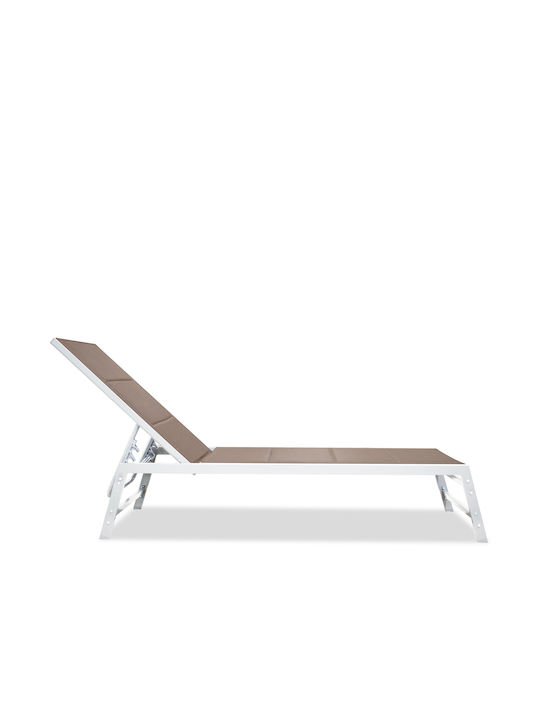 Deckchair Aluminum Salvador with Textilene Fabric Beige 196x62x33cm.