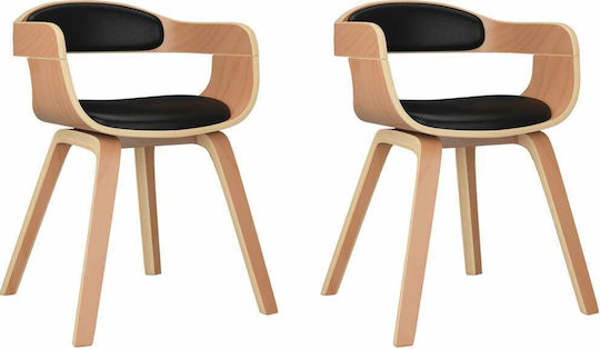Dining Room Artificial Leather Armchair Black 49x51x70cm 2pcs