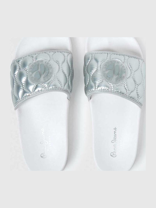 Women's Flat Sandals in Silver Color Regular Fit