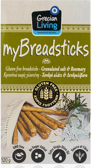 Grecian Living Brotstangen Mais mit grobem Salz & Rosmarin Glutenfrei 120gr