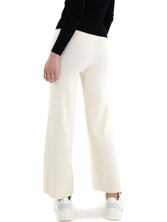Only Damen Hochbund Stoff Palazzohose Light Beige