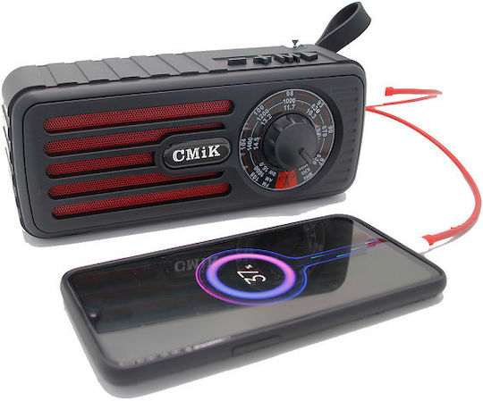 Cmik MK-101 Φορητό Ραδιόφωνο Ηλιακό με Bluetooth και USB Μαύρο / Κόκκινο