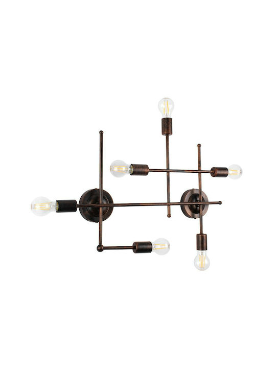 GloboStar Piping Vintage Lamp Wall with Socket E27 Copper 66x9.5x49cm