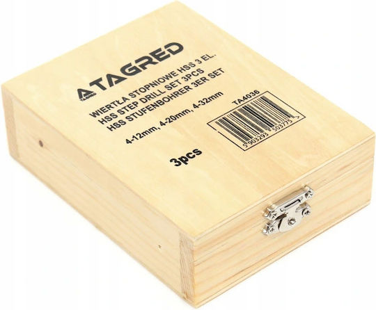 Tagred Set 3 Burghie Conice HSS Titan cu Tija Cilindrică pentru Metal