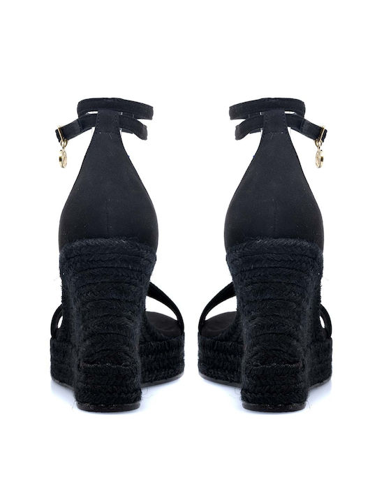 Women's Suede Ankle Strap Platforms Black O41007897 004