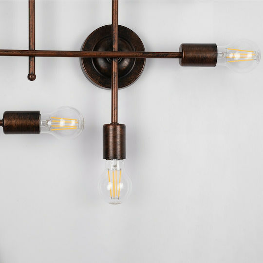 GloboStar Piping Industriell Wandleuchte mit Lampenbirnensockel E27 Kupfer 78,5x64x64cm