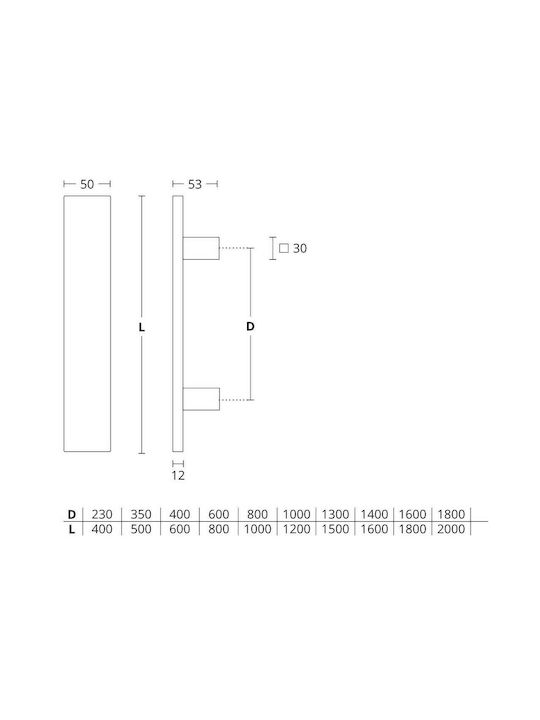 Haustürgriff Konvex 669 Nickel Matt - Edelstahl Gesamtlänge 1000mm Einfach