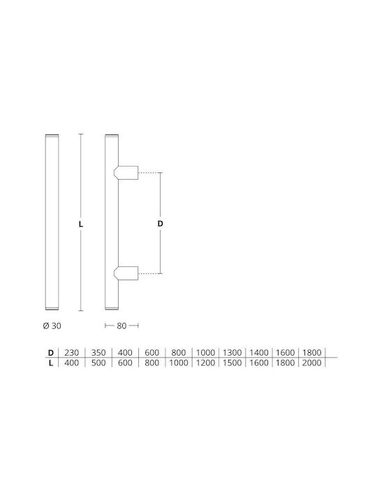 Mâner pentru ușa din față Convex 475 Nickel Matt - oțel inoxidabil Lungime totală 400mm Single