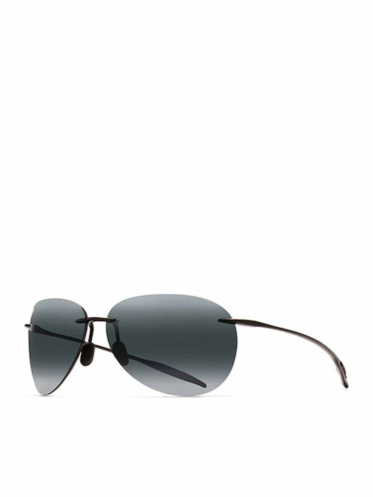 Maui Jim Men's Sunglasses with Black Plastic Frame and Black Gradient Polarized Mirror Lens 421-02