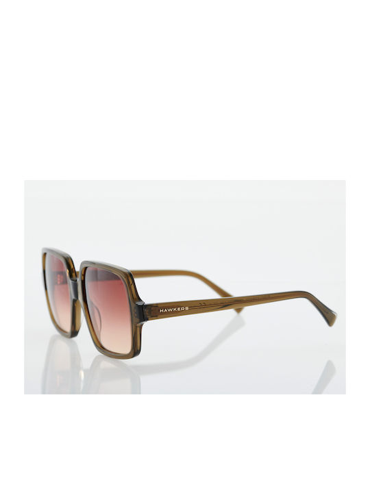 Hawkers Claudia Sunglasses with Brown Acetate Frame and Red Lenses Olive Terracota