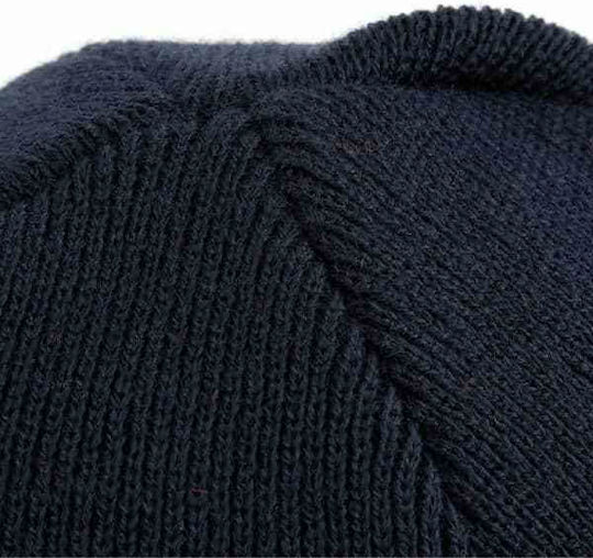 Beanie Ανδρικός Σκούφος με Rib Πλέξη σε Navy Μπλε χρώμα