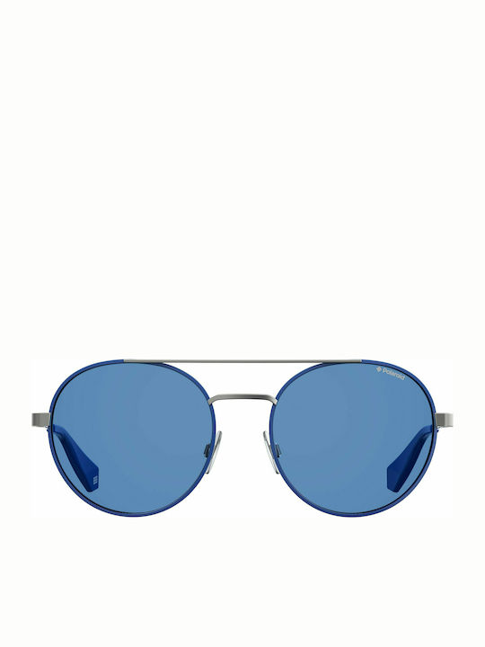 Polaroid Men's Sunglasses with Blue Metal Frame and Blue Polarized Lens PLD6056/S PJP/C3