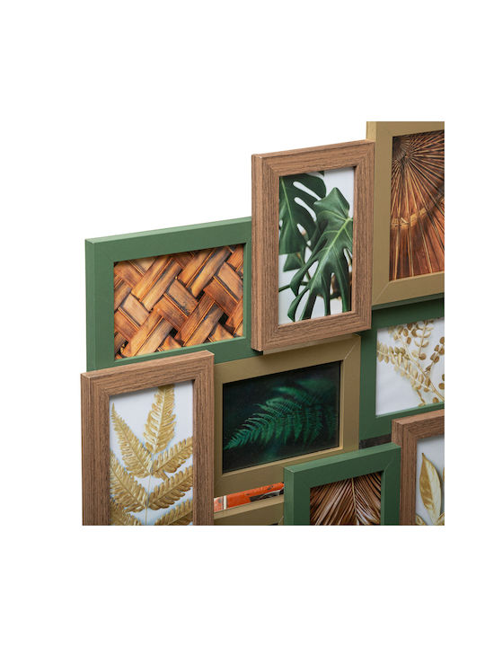 A-s Julia Multi Picture Frame Wall 12 Slots Wooden with Brown Frame Brown